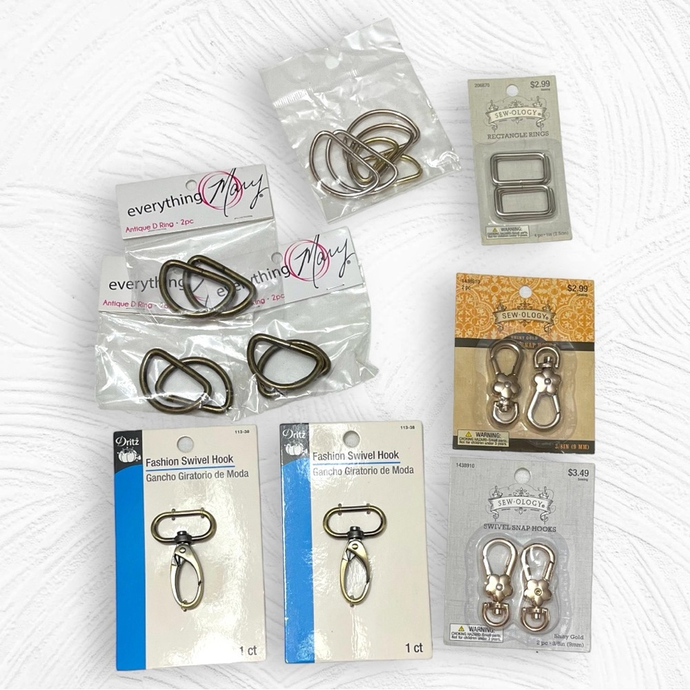 D & Rectangle Rings and Swivel Hooks for Bag Closures / Craft Supplies